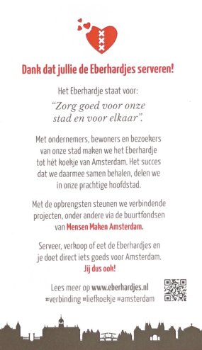 Sticker op iedere uitdeeldoos met het verhaal van de Eberhardjes